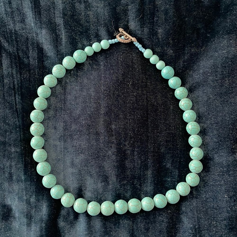 Turquoise Beaded Necklace - Mint Green Statement Necklace